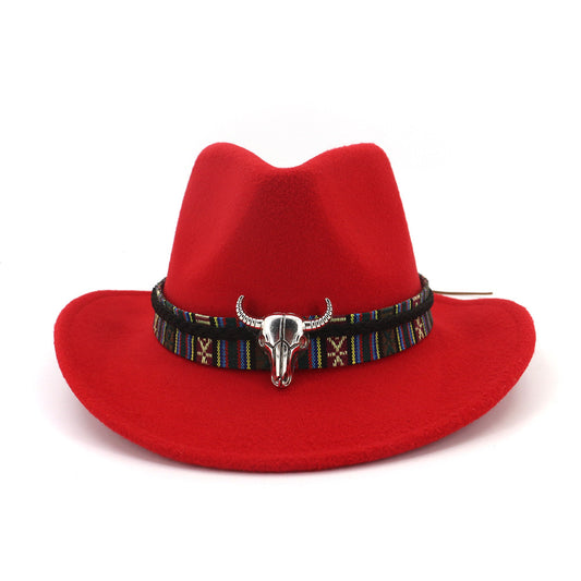 AliExpress Amazon Ebay New Woolen Western Cowboy Hat Ethnic Style Male And Female Couple Hat MNNZ020