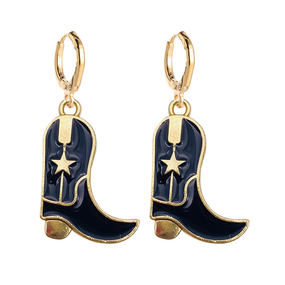 Retro Personalized Cowboy Boot Earrings