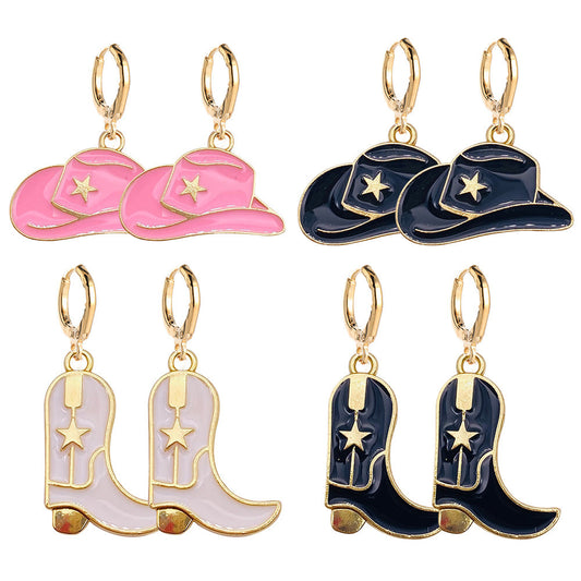 Retro Personalized Cowboy Boot Earrings